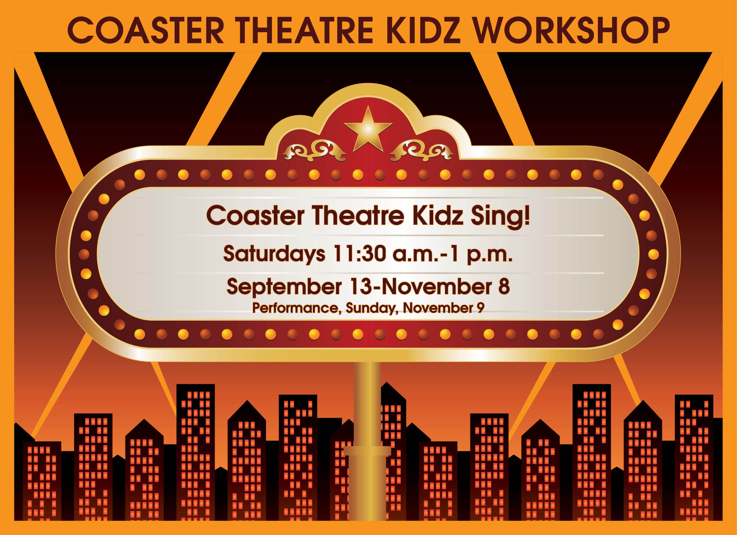 Coaster Theatre Kidz Sing choir workshop. Saturdays September 13-November 8